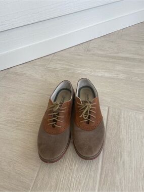Eastland Two-Tone Brown and Tan Suede Wingtip Oxfords